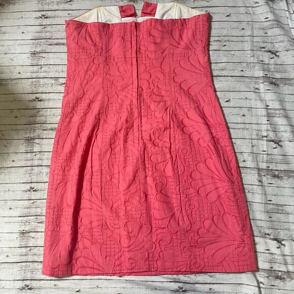 Lilly Pulitzer Size 10 Frankie Dress Pink Embroidered Strapless Above Knee Mini - Picture 5 of 8